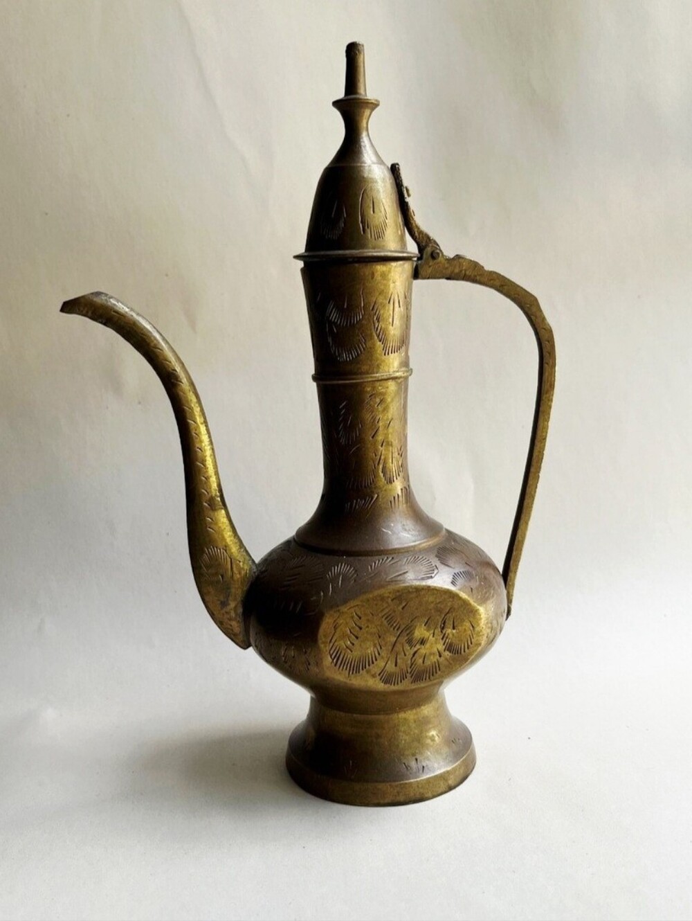 Vintage Brass Etched Aftaba 6" Pitcher ~ Brass Decor ~ Eclectic ~ Boho